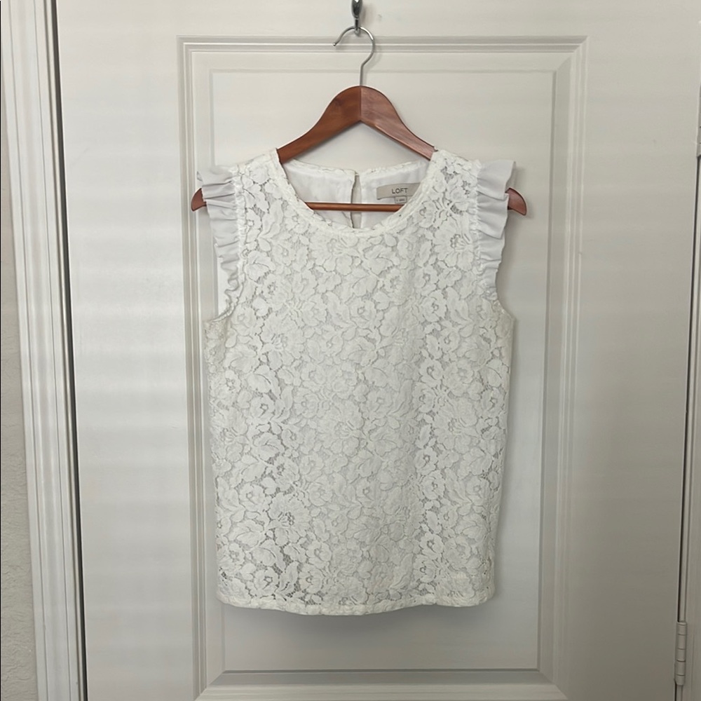 Loft White Lace Sleeveless Top